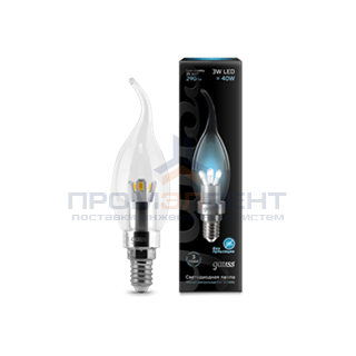 Лампа Gauss LED Candle Tailed Crystal clear  3W E14 4100K 1/10/100