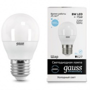 Лампа Gauss Elementary Шар 8W 540lm 4100K Е27 LED 1/10/100