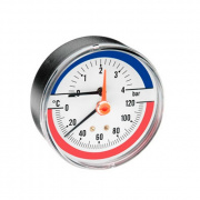 Термоманометр аксиальный WATTS F+R818 (TMAP) - 1/2" (D-80 мм, шкала 0-120 °C / 0-6 бар)