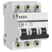 Автоматический выключатель EKF Basic ВА 47-29 3P 10А (C) 4,5кА (автомат электрический)