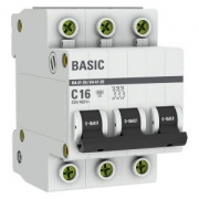 Автоматический выключатель EKF Basic ВА 47-29 3P 16А (C) 4,5кА (автомат электрический)