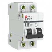 Автоматический выключатель EKF Basic ВА 47-29 2P 16А (B) 4,5кА (автомат электрический)